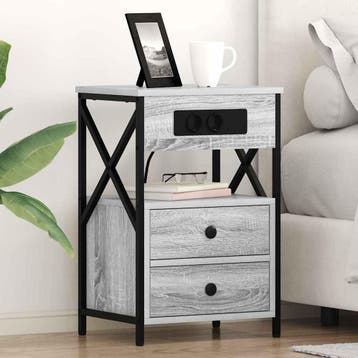 vidaXL Nachtkastje 2 st Grijs Sonoma 40 x 31 x 60 cm Bewerkt, Huis en Inrichting, Verzenden, Nieuw