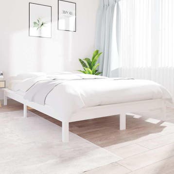 vidaXL Bedframe massief grenenhout wit 160x200 cm, Verzenden