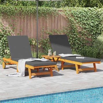 vidaXL Ligstoel 2 st Massief Acacia Hout Bruin, Verzenden, Nieuw