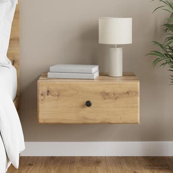 vidaXL Muurbevestigde Nachttafel Artisanaal eiken 49 x 34,5, Maison & Meubles, Chambre à coucher | Tables de chevet, Verzenden
