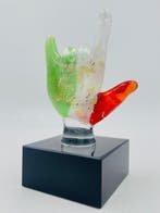 Guidotti - Sculpture, Mano con foglia d’Oro - 8.5 cm - verre