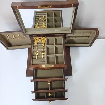 Boîte à bijoux - Coffret à bijoux - Bois, Miroir