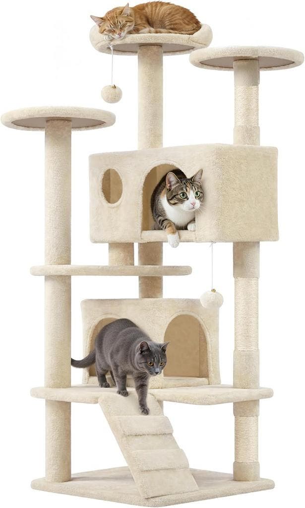 2dekans | Yaheetech Kattenkrabpaal 137 cm - Beige - 49 x 49, Dieren en Toebehoren, Katten-accessoires, Ophalen of Verzenden