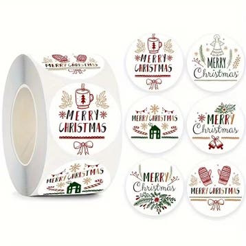 Sluitstickers kerstetiketten merry cosy christmas rond