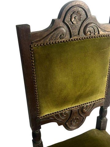 Stoel - Hout - Stoel met groen fluweel