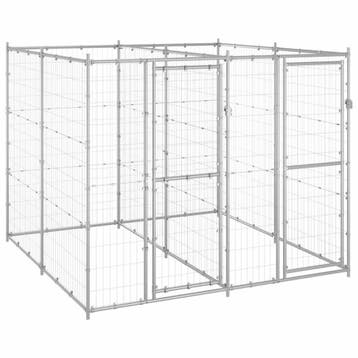 vidaXL Hondenkennel 4,84 m² gegalvaniseerd staal, Verzenden, Nieuw