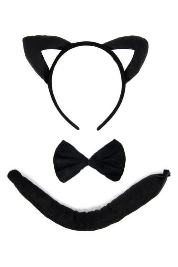KIMU® Kat Haarband Oren Strik Staart Diadeem Set Zwart Wit Z, Ophalen of Verzenden, Nieuw