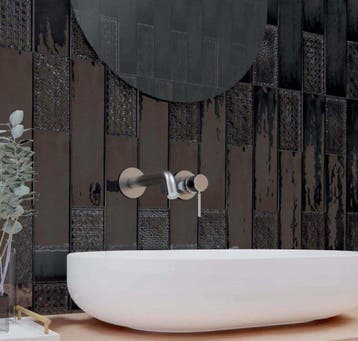 Wandtegel Equipe Rain Decor Zwart Glans 7,5x30 (Muurtegels), Ophalen of Verzenden, Wandtegels