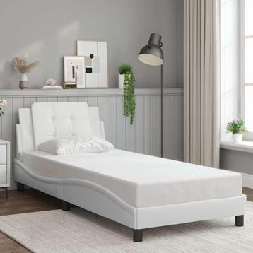 vidaXL Bedframe zonder matras Zadar kunstleer wit 90x200, Verzenden, Nieuw