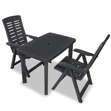vidaXL 3-delige Bistroset kunststof antraciet, Tuin en Terras, Verzenden, Nieuw
