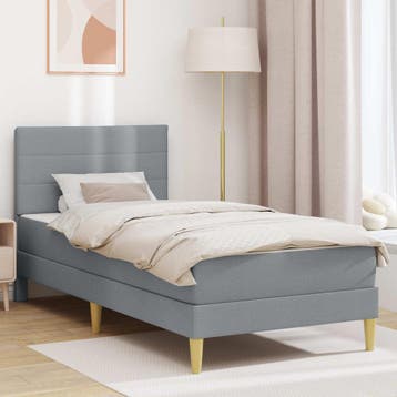vidaXL Bedframe Lichtgrijs 90 x 190 cm Polyester, Huis en Inrichting, Slaapkamer | Matrassen en Bedbodems, Verzenden, Nieuw
