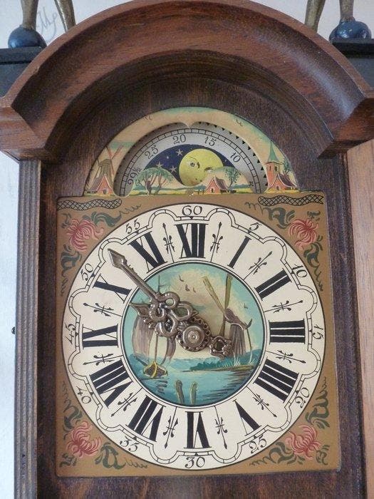 Horloge à queue frisonne - - Chêne - 1950-1960, Antiquités & Art, Antiquités | Horloges