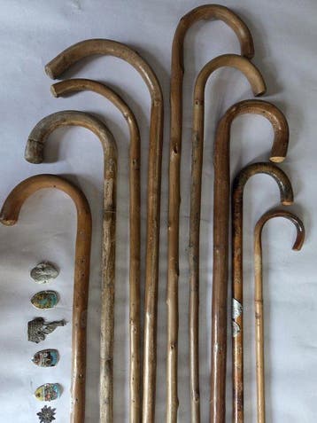 Wandelstok (17) - Hout, Metaal - Wandelstokken / Schilden