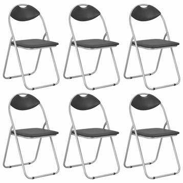 vidaXL Opklapbare stoelen, 6 stuks, zwart kunstleer, Huis en Inrichting, Stoelen, Verzenden, Nieuw