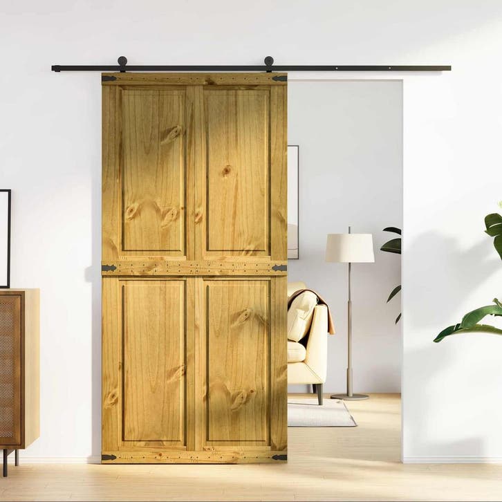 vidaXL Schuifdeur CORONA 100 x 210 cm Massief grenenhout, Doe-het-zelf en Bouw, Deuren en Vliegenramen, Nieuw, Verzenden