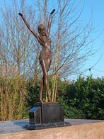 sculptuur, eygptische danderes - 55 cm - brons-marmer