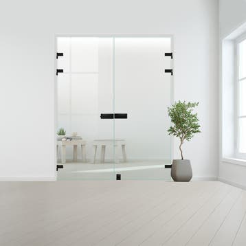 Glazen dubbele binnendeur XL voor opdek kozijn zwart beslag-, Doe-het-zelf en Bouw, Glas en Ramen, Verzenden, Nieuw