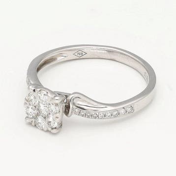 Bague - 18 carats Or blanc Diamant (Naturelle), Nieuw