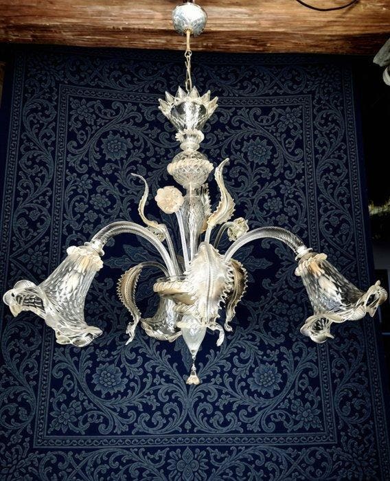 Kroonluchter - Murano-glas met bladgoud-inclusies, Antiquités & Art, Antiquités | Autres Antiquités