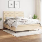 vidaXL Boxspring met matras stof crèmekleurig 180x200 cm, Verzenden, Nieuw