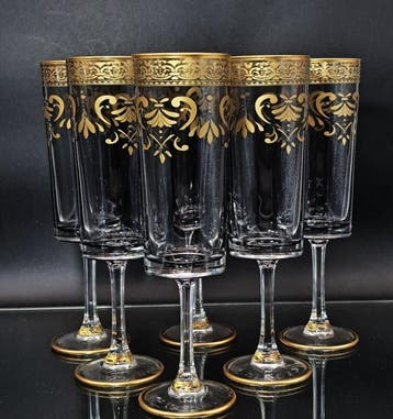 Artemisia - Drinkset - Arno - Kristal, gouden zecchino - Set, Antiek en Kunst