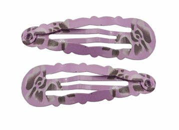 Haarspeld Klikklak 5cm - Bloemenpatroon - Paars Bruin - Set, Nieuw