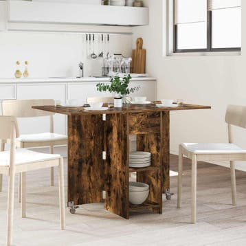 vidaXL Eettafel 115 x 70 x 75 cm Bewerkt hout Gerookt eiken, Verzenden