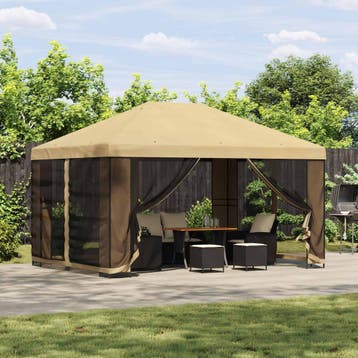 vidaXL Tuin gazebo met zijwanden 4 × 3 m Crèmekleurig, Verzenden
