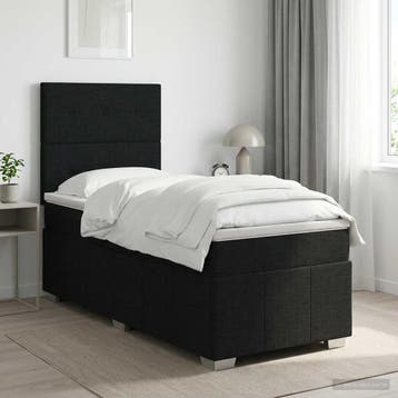 vidaXL Boxspringbed met matras met hoofdeinde Zwart 90 x 200, Verzenden