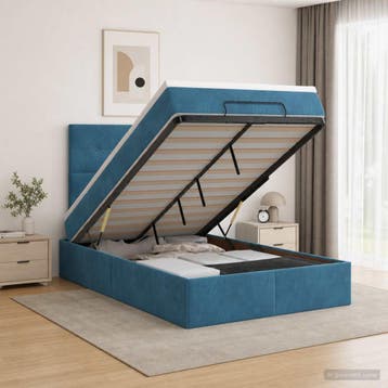 vidaXL Ottoman bed met matras Donkerblauw 120 x 200 cm, Verzenden