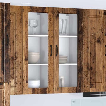 vidaXL Wandglas Kasten PORTO Oudhout 80 x 31 x 100 cm, Verzenden