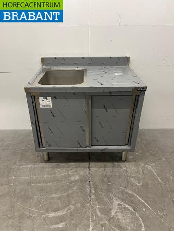 RVS Spoeltafel spoelbak Premium-line 2 schuifdeuren 100 cm, Ophalen of Verzenden, Nieuw in verpakking