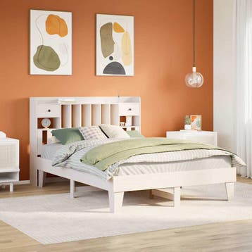 vidaXL Bedframe zonder matras massief grenenhout wit 140x200, Huis en Inrichting, Slaapkamer | Bedden, Verzenden, Nieuw