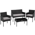 tectake Wicker tuinset Palese voor 4 personen - zwart, Verzenden, Nieuw
