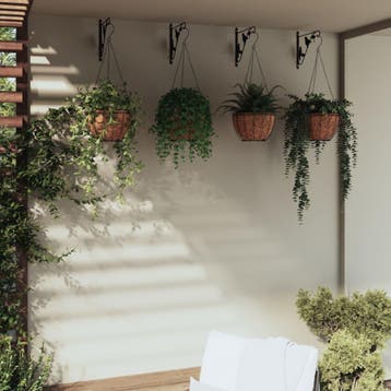 vidaXL Hangmandbeugels met plantenbakken 4 st staal zwart, Verzenden