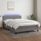 vidaXL Boxspring met matras en LED stof donkergrijs 140x200, Verzenden