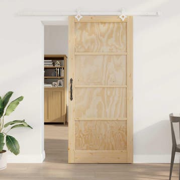 vidaXL Schuifdeur 93 x 211 cm Bewerkt hout Natuurlijk en Wit, Verzenden, Nieuw