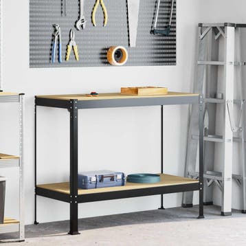 vidaXL Werkbank Zwart 115 x 55 x 91 cm Samengesteld Hout en, Verzenden