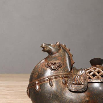Beeld, Wierookbrander Tang-Dynastie paard - 16 cm - Brons, Antiek en Kunst