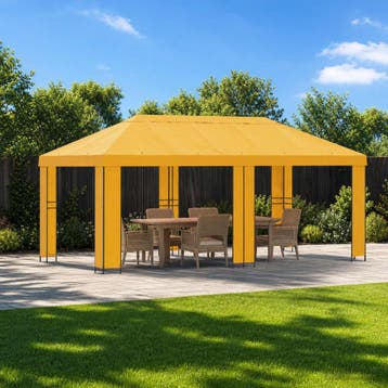 vidaXL Tuinpaviljoen 6 x 3 m Geel Polyester en Staal 190 gsm, Tuin en Terras, Partytenten, Verzenden, Nieuw