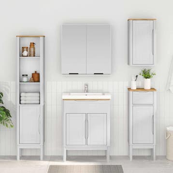 vidaXL Badkamerkast FLORO Wit 35 x 30 x 90 cm Massief, Verzenden