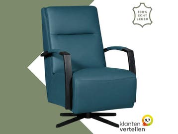 Leren draaifauteuil Award - Toledo Turquoise (blauw) -, Nieuw, Ophalen of Verzenden, 50 tot 75 cm, Industrieel, Modern