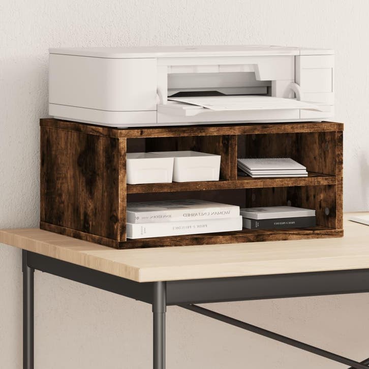 vidaXL Printerkastje 49x40x22,5 cm bewerkt hout gerookt, Computers en Software, Printers, Nieuw, Verzenden