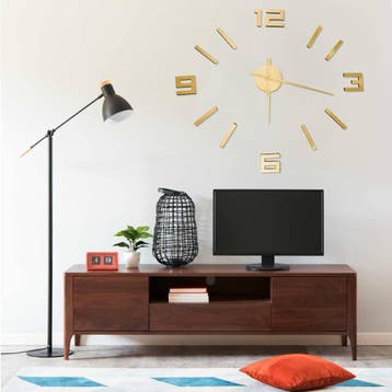 vidaXL 3D-wandklok modern XXL 100 cm goudkleurig, Verzenden, Nieuw