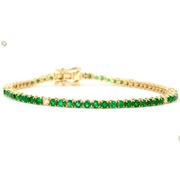 Armband - 14 karaat Geel goud - 5.55ct. tw. Smaragd -, Nieuw
