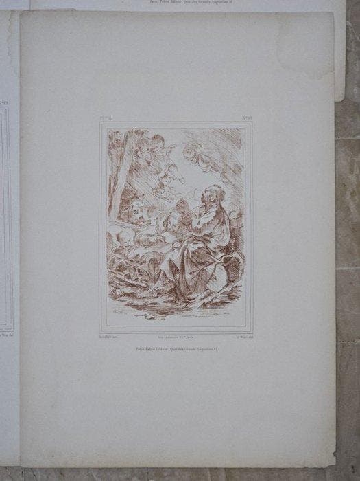 François Boucher (1703-1770), after - 6 litografie sanguigna, Antiquités & Art, Antiquités | Autres Antiquités