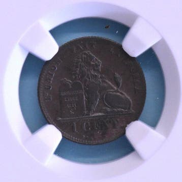 België. Leopold I. 1 Cent 1849 Gegraded AU 58 = Prachtig