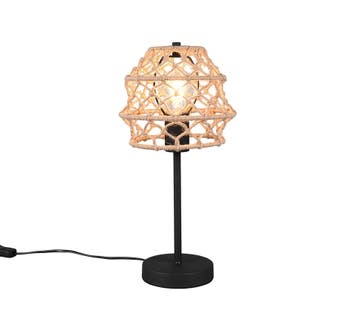 Trio HIVE tafellamp | E27 Fitting | mat zwart met natuurlijk, Verzenden, Nieuw