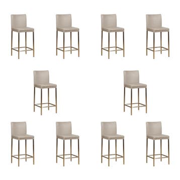 Set van 10 Leren barkrukken Break laag - Vintage Lightgrey, Ophalen of Verzenden