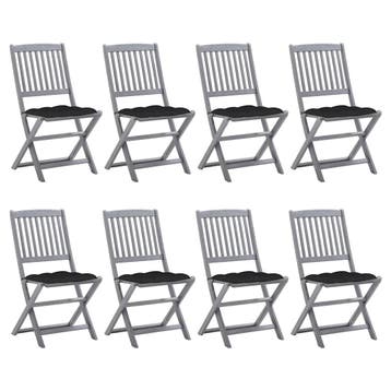 vidaXL Inklapbare stoelen 8 st met kussens massief, Verzenden, Nieuw